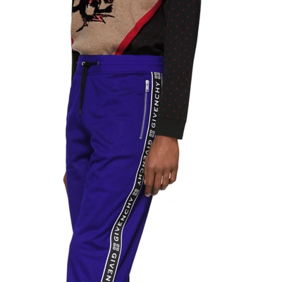 Shop Givenchy Blue Reflective Bands Jogger Lounge Pants In 422 Elecblu