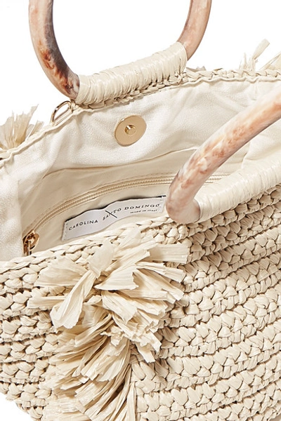 Shop Carolina Santo Domingo Corallina Raffia Tote In Ivory