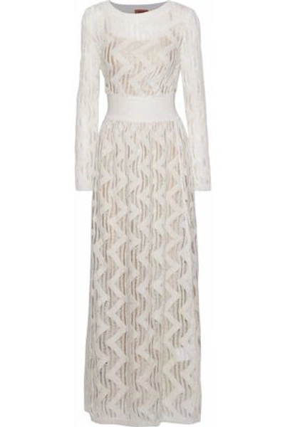 Shop Missoni Woman Metallic Open-knit Maxi Dress Ivory