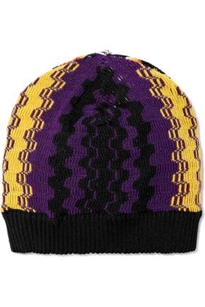 Shop Missoni Woman Crochet-knit Wool-blend Beanie Mustard