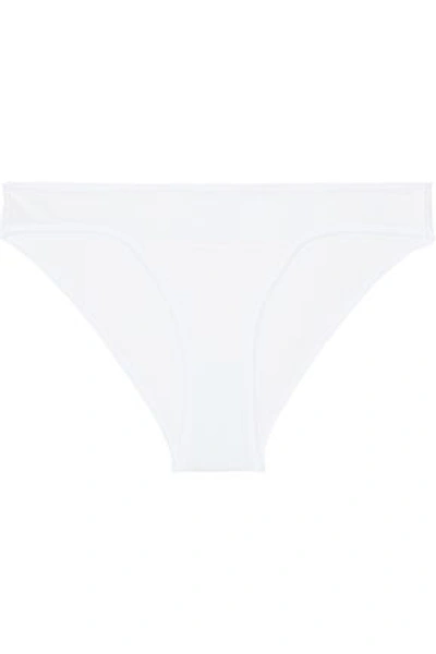 Shop Skin Woman Mesh-trimmed Stretch-cotton Jersey Low-rise Briefs White