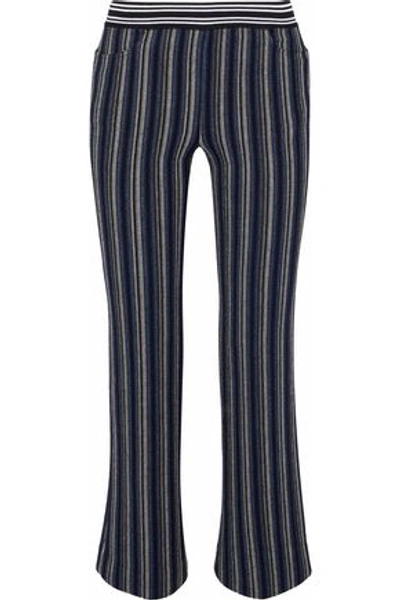 Shop Missoni Woman Striped Wool-blend Kick-flare Pants Blue