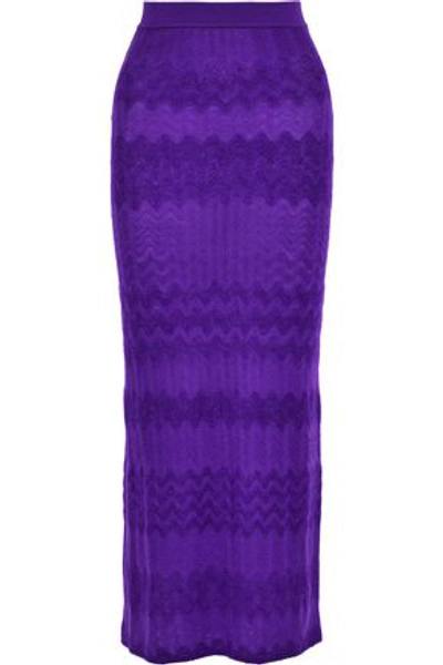 Shop Missoni Woman Metallic Crochet-knit Maxi Skirt Purple
