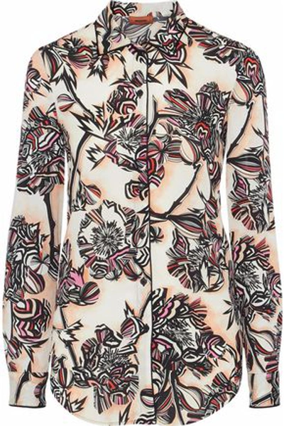 Shop Missoni Woman Printed Stretch-silk Crepe De Chine Shirt Ecru