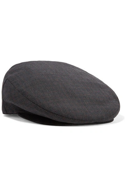 Shop Isabel Marant Gabor Checked Wool Cap In Gray