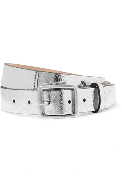 Shop Rag & Bone Boyfriend Metallic Crinkled-leather Belt In Silver