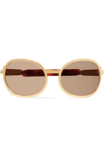 Shop Chloé Oversized Oval-frame Gold-tone And Acetate Sunglasses