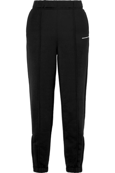 Shop Alexander Wang T French Cotton-blend Terry Track Pants In Black