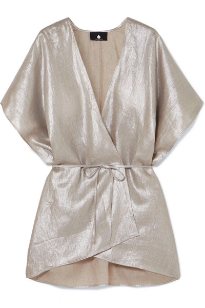 Shop Su Paris Kana Metallic Linen Wrap