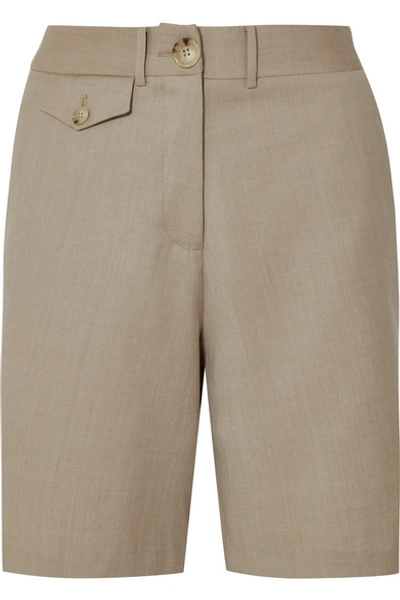 Shop Anna Quan Patsy Wool-blend Shorts In Beige