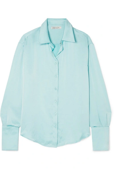 Shop Anna Quan Lana Satin Shirt In Light Blue
