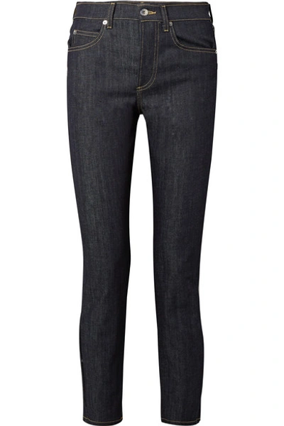 Shop Eve Denim Silver Bullet High-rise Straight-leg Jeans In Dark Denim