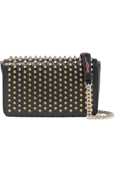 Shop Christian Louboutin Zoompouch Spiked Leather Shoulder Bag In Black