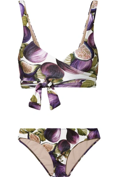 Shop Adriana Degreas Printed Wrap Bikini In Purple