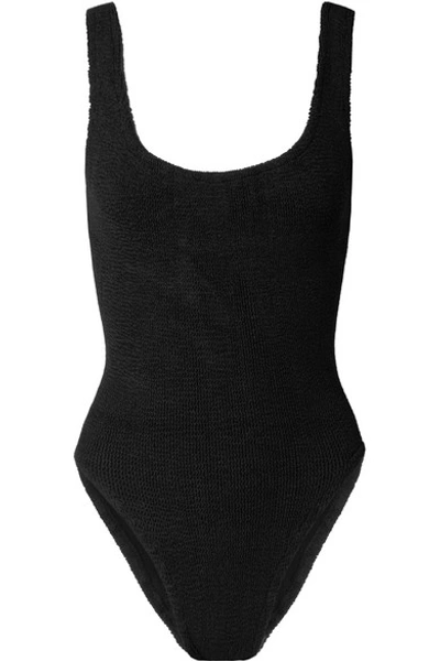 Shop Hunza G + Net Sustain Seersucker Swimsuit In Black