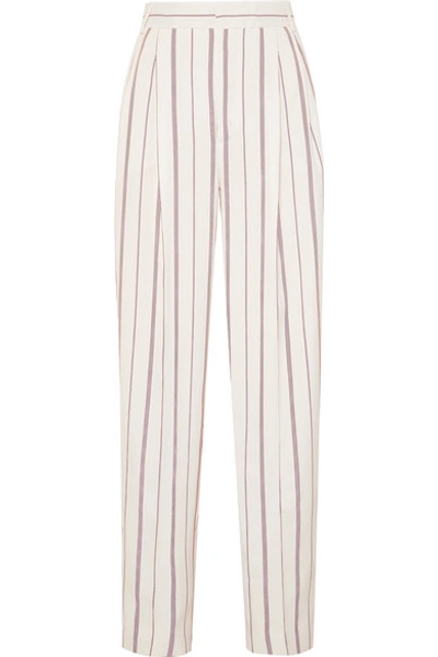 Shop Joseph Linn Striped Crepe Tapered Pants In White