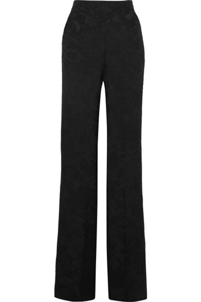 Shop Etro Silk-jacquard Wide-leg Pants In Black