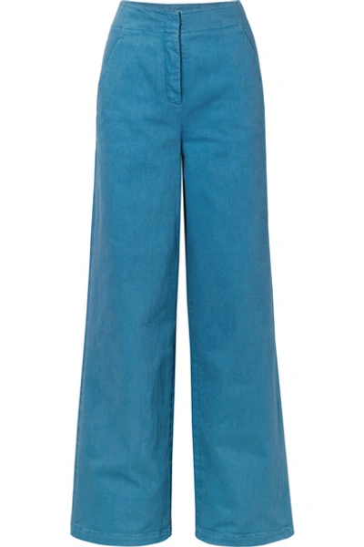 Shop Tibi High-rise Wide-leg Jeans In Sky Blue