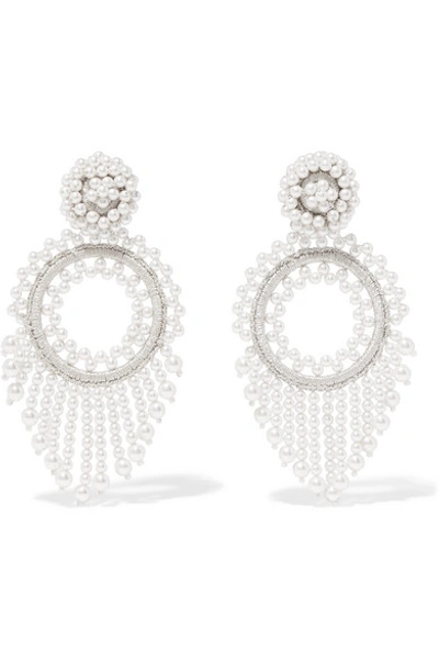 Shop Bibi Marini Faux Pearl And Silk Earrings In White