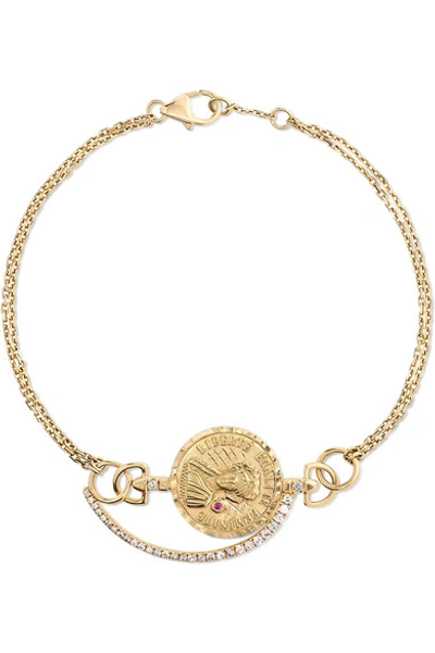 Shop Anissa Kermiche Louise D'or 18-karat Gold Multi-stone Bracelet