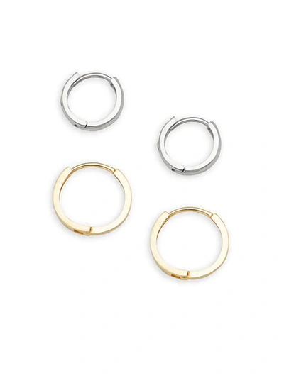 Shop Saks Fifth Avenue 14k Gold 2-pair Huggie Hoop Earring Set