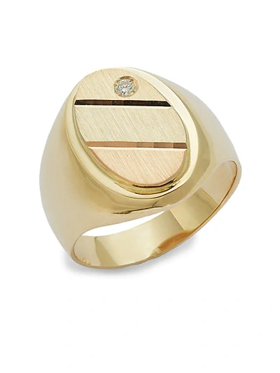 Shop Sphera Milano 14k Yellow Gold, Rose Gold, White Gold & Diamond Signet Ring