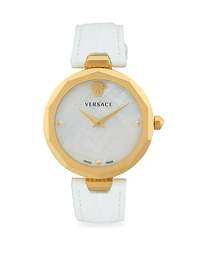 Shop Versace 14k Gold, Stainless Steel & Leather-strap Watch