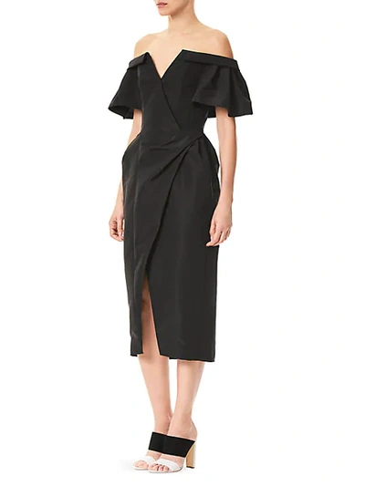 Shop Carolina Herrera Silk Off-the-shoulder Midi Dress