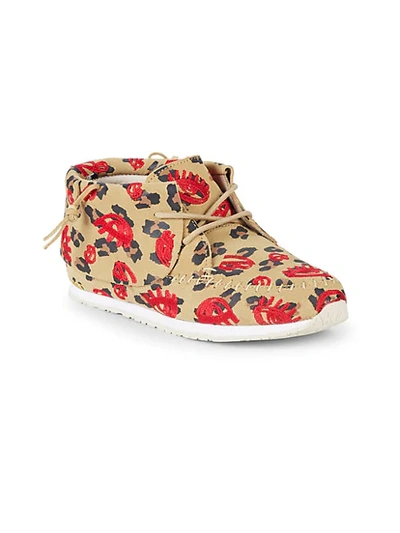 Shop Akid Little Girl's & Girl's Stone Leopard Lips Suede Chukka Sneakers