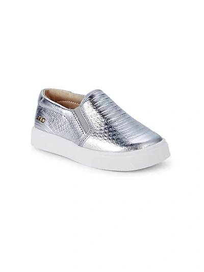 Shop Akid Little Girl's & Girl's Liv Embossed Leather Slip-on Sneakers