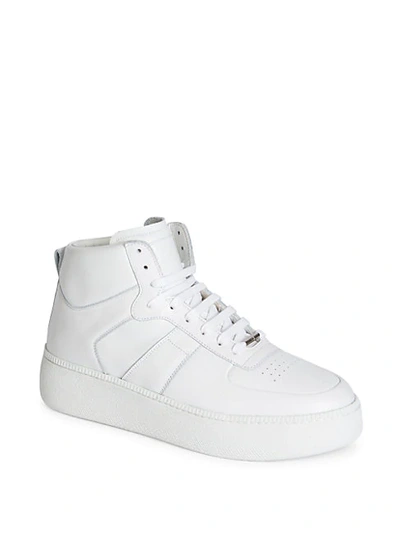 Shop Maison Margiela Leather High-top Sneakers