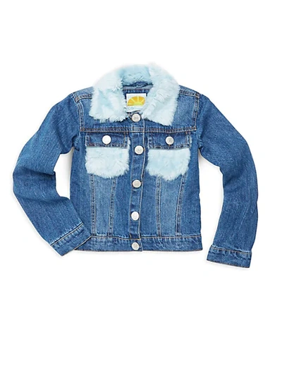 Shop C&c California Little Girl's Faux Fur-trimmed Denim Jacket