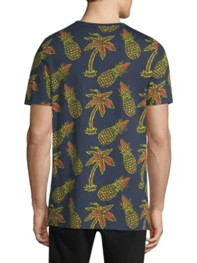 Shop Wesc Maxwell Pineapple All Over Print Graphic Cotton T-shirt In Pineapple Navy