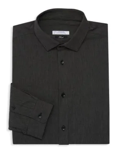 Shop Versace Woven Cotton Dress Shirt In Black