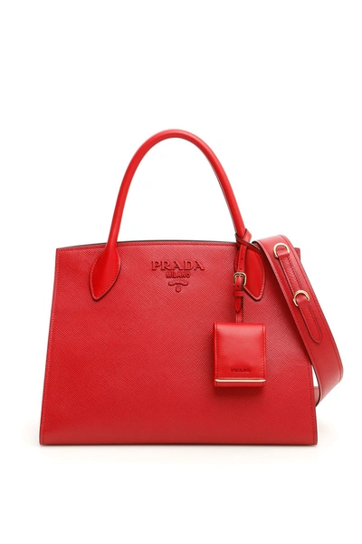 Shop Prada Monochrome Handbag In Fuoco|rosso