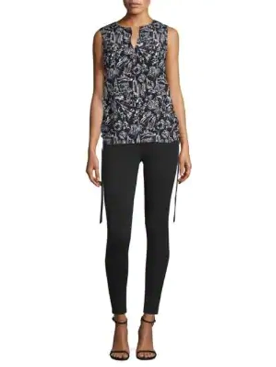 Shop Lafayette 148 Myra Side Tie Silk Blouse In Black Multi