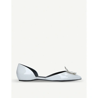 Shop Roger Vivier D'orsay Choc Patent-leather Ballerina Flats In Grey/light