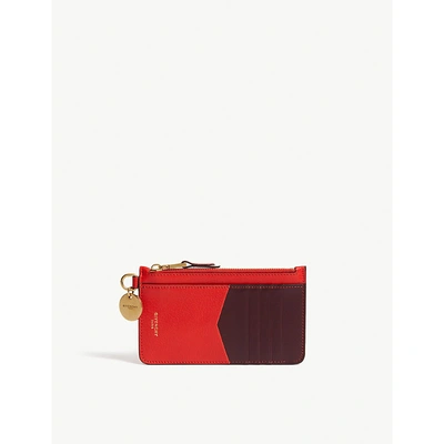 Shop Givenchy Gv3 Long Leather Card Holder In Red/aubergine