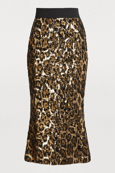 Shop Dolce & Gabbana Sequined Midi Skirt In Sequin Leo