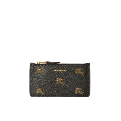 Shop Burberry Equestrian Knight Leather Zip Card Case In Black