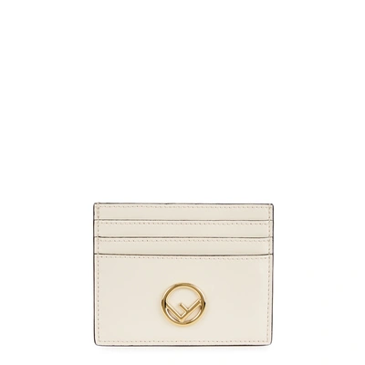 Shop Fendi Ivory Leather Card Holder In White