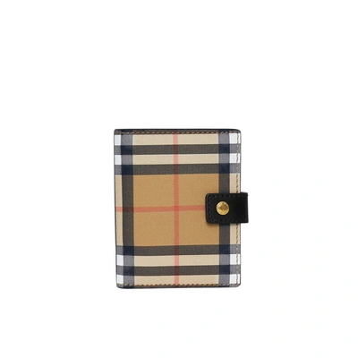 Shop Burberry Small Vintage Check And Leather Folding Wallet