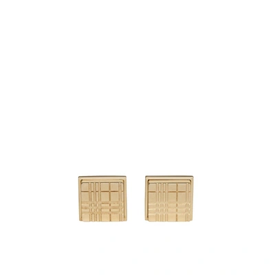 Shop Burberry Check-engraved Square Cufflinks