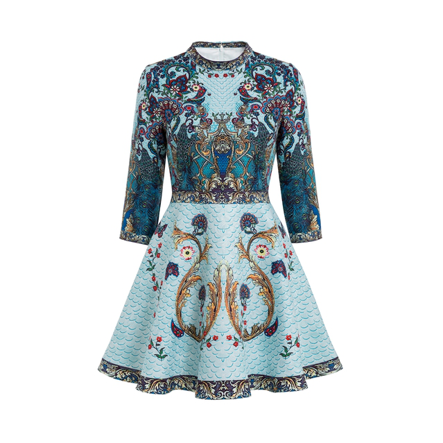 comino couture peacock skater dress