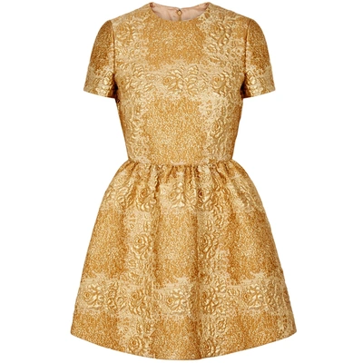 Shop Valentino Gold Brocade Mini Dress