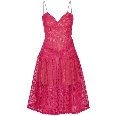 Shop Self-portrait Fuchsia Guipure Lace Dress