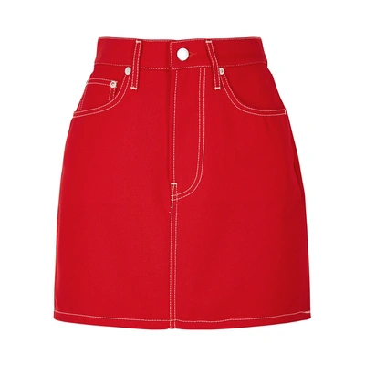 Shop Helmut Lang Femme Red Denim Mini Skirt