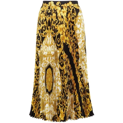 Shop Versace Baroque-print Silk Midi Skirt