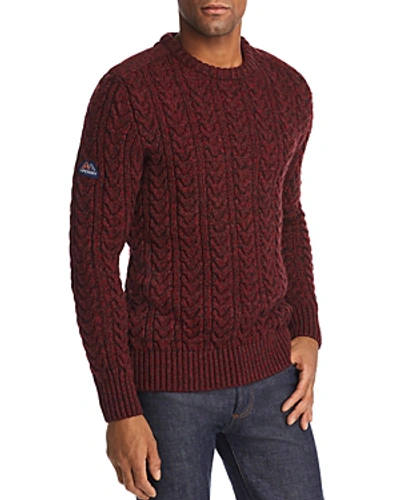 Shop Superdry Jacob Tweed Cable-knit Sweater In Bright Burgundy Twist