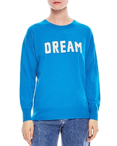 Shop Sandro Charles Dream Wool & Cashmere Graphic Sweater In Turquoise